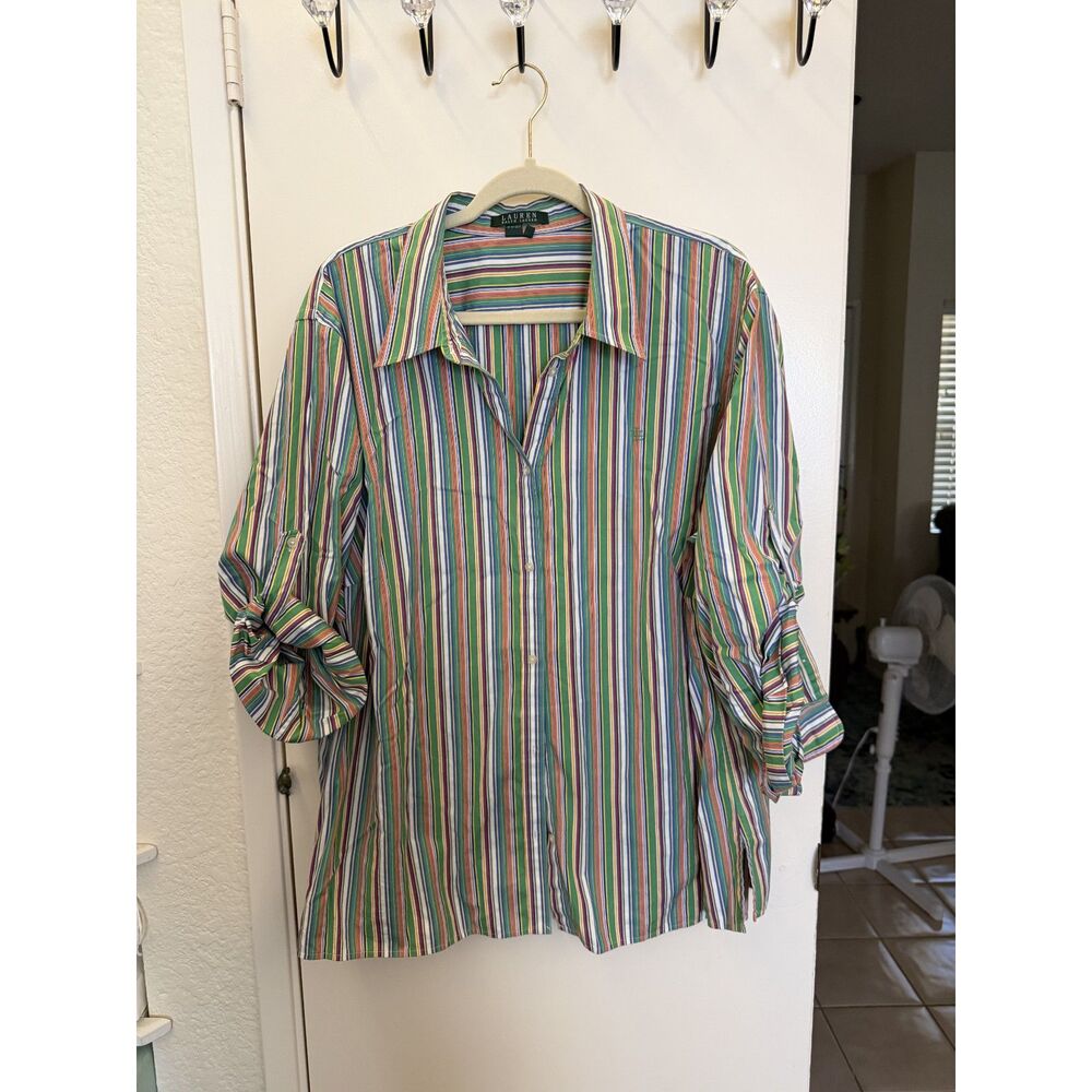 Ralph Lauren green lines shirt 100% cotton size 3X